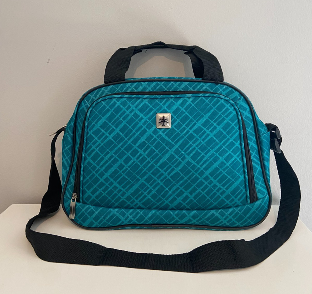 Skyline Teal Geometric Travel Carry-On Crossbody Bag